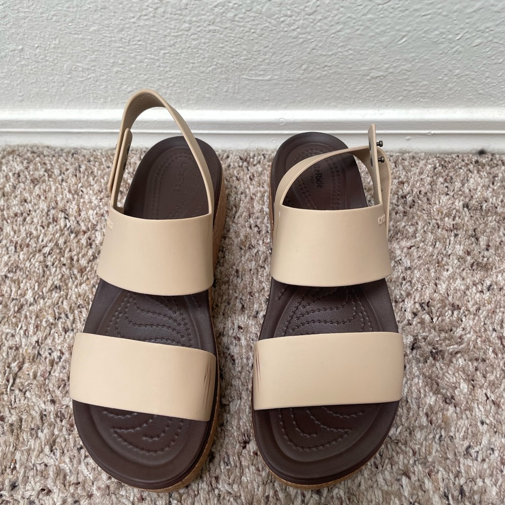 CROCS Beige and Brown Women's Sandals